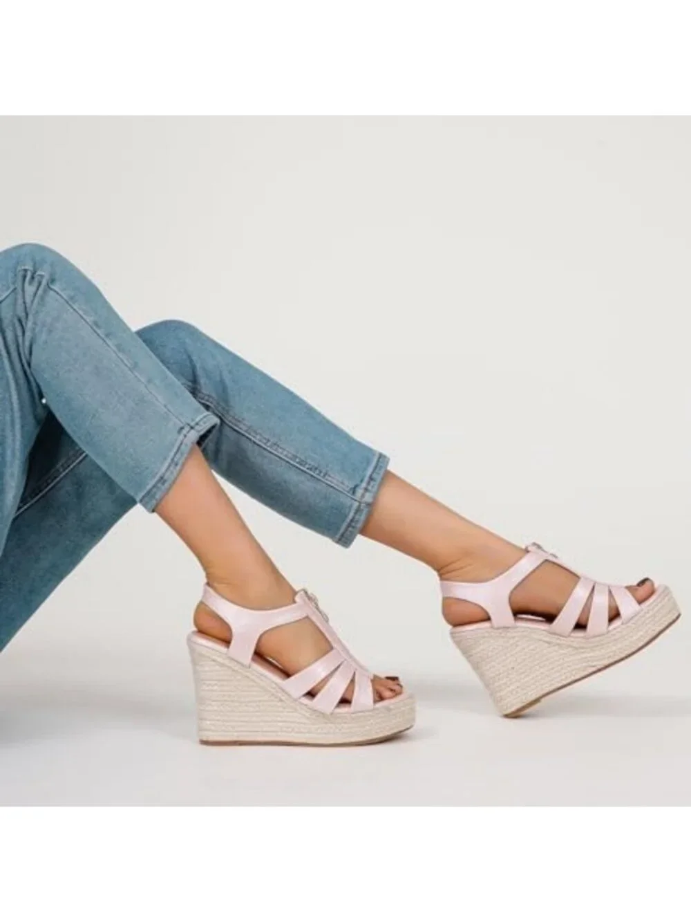 Stylish Open Toe Slingback Wedge Sandals - Comfy High Heel Espadrilles for